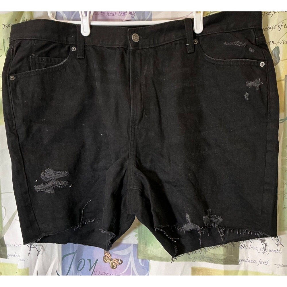 OLD NAVY Women Black Jeans Denim Shorts Plus Size 18W Cutoff Distressed Straight